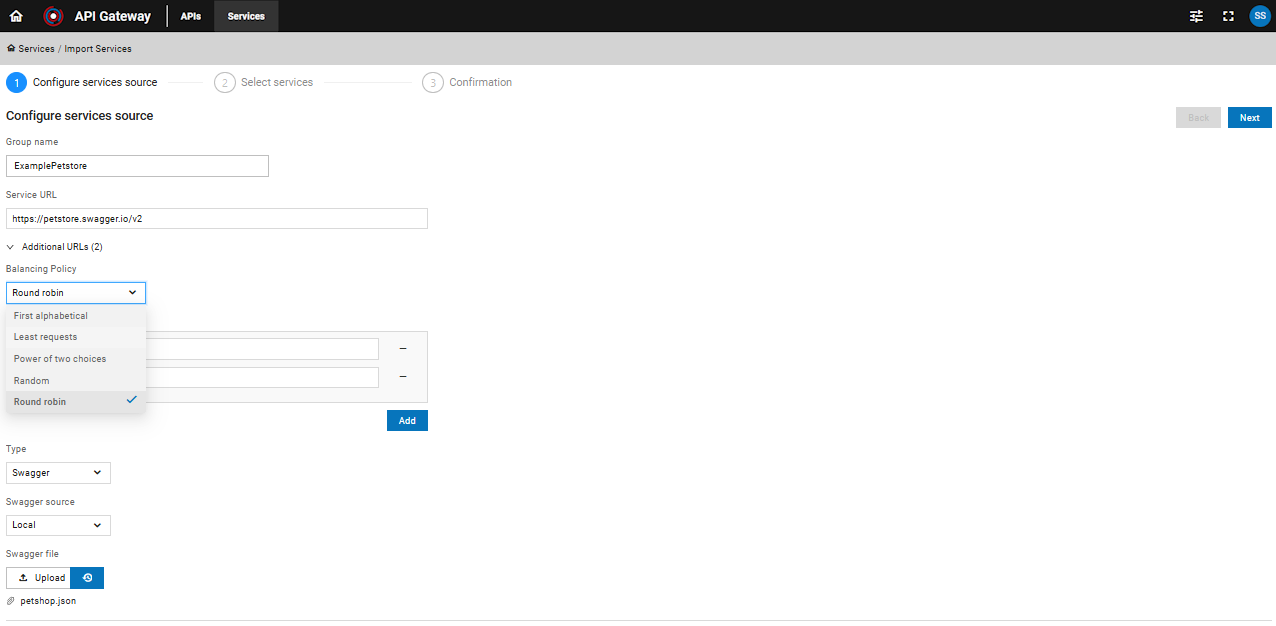 Import Services - configure source